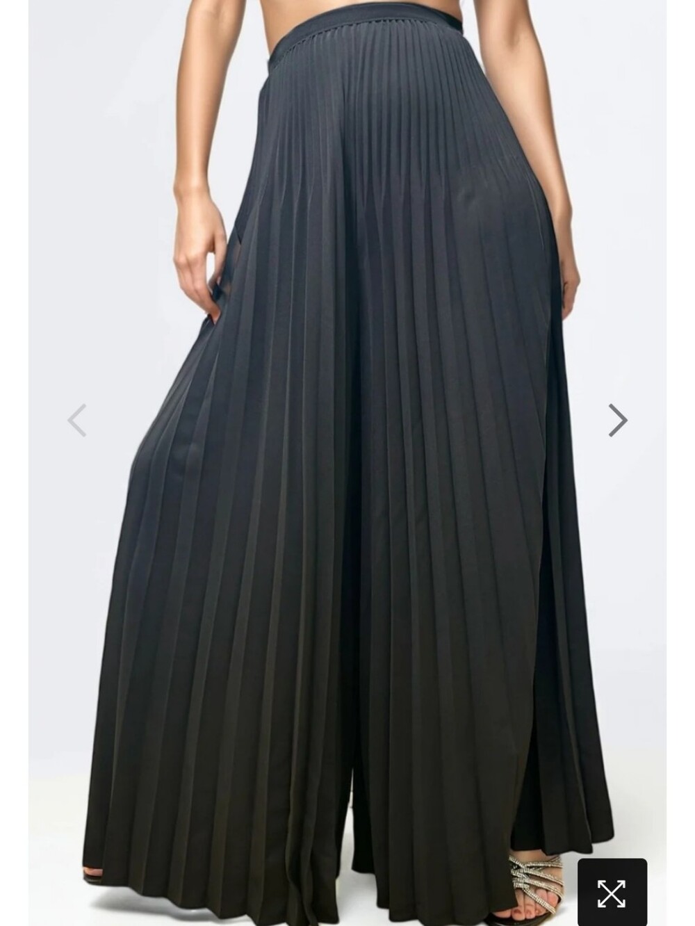 Women's Black Pleated Wide-Leg Palazzo Pants